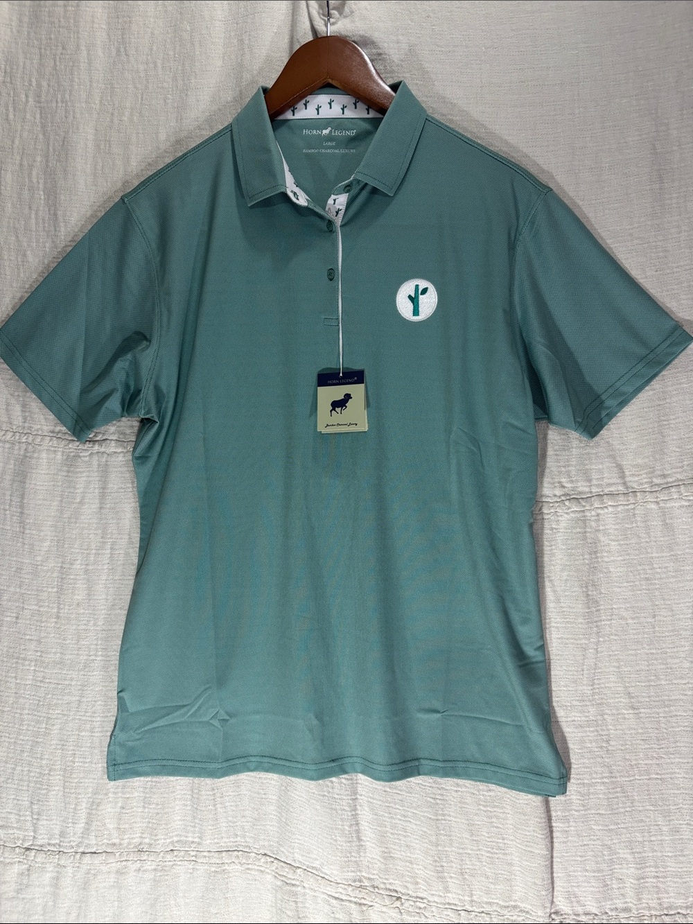 NWT Horn Legend Women’s Large Bamboo Charcoal Luxury Performance Golf Polo Green